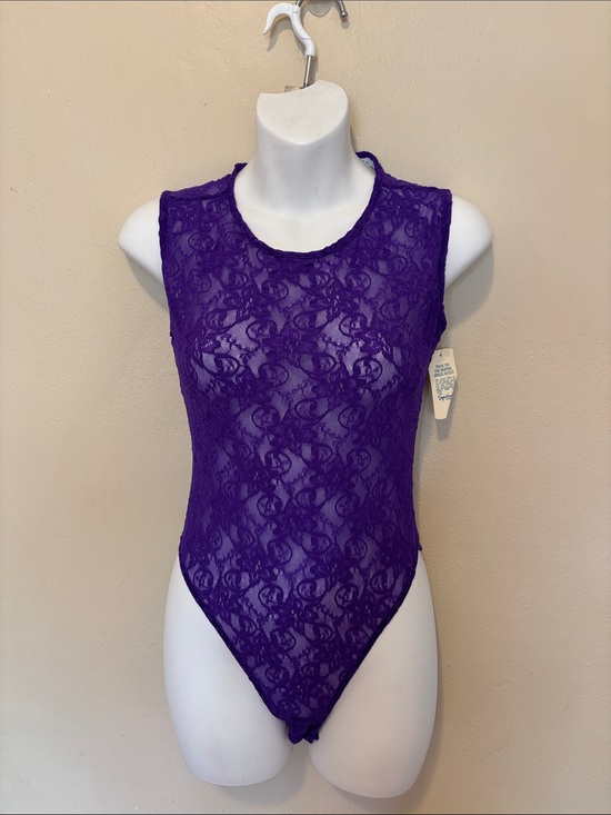 Spiegel Tops - Spiegel Purple Lace Sleeveless Bodysuit